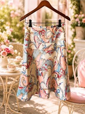 Tommy Hilfiger Pastel Paisley A-Line Skirt Size 12 Flirty Spring Summer